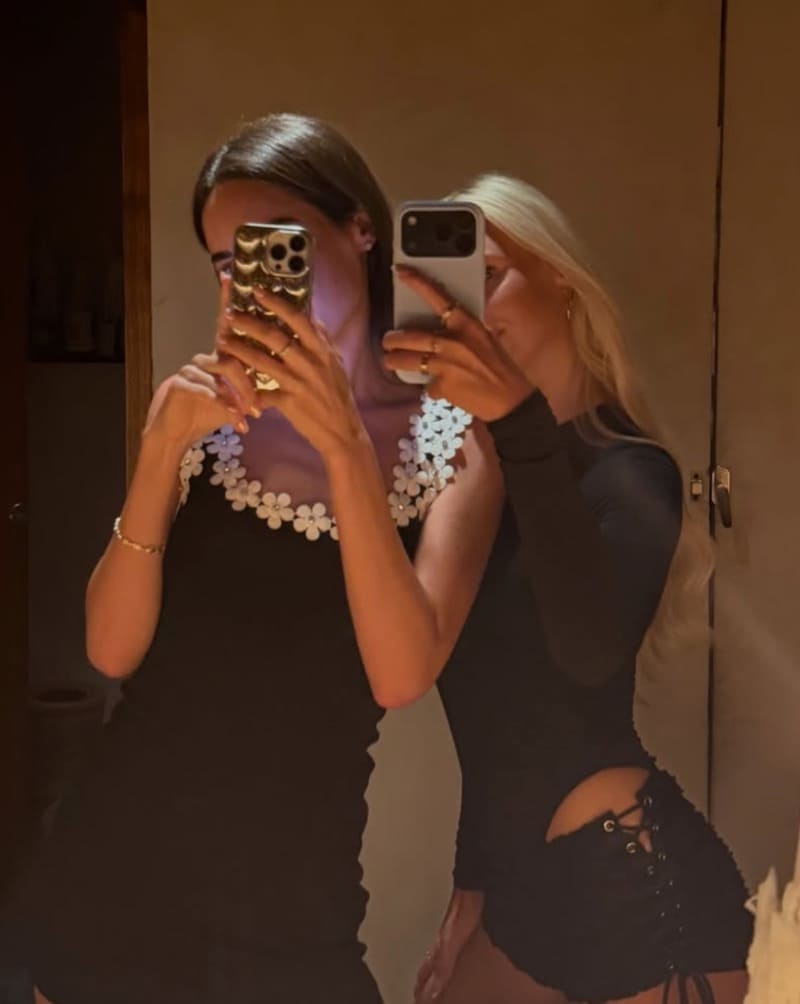 Hot blondes in party outfits