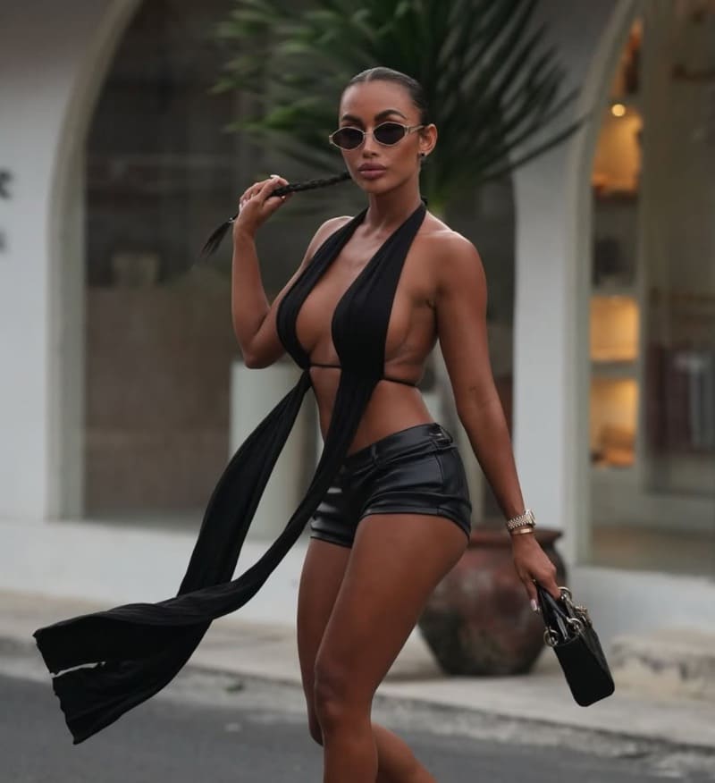 Sexy model in black outfit