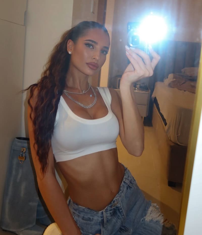 Sexy model in white top