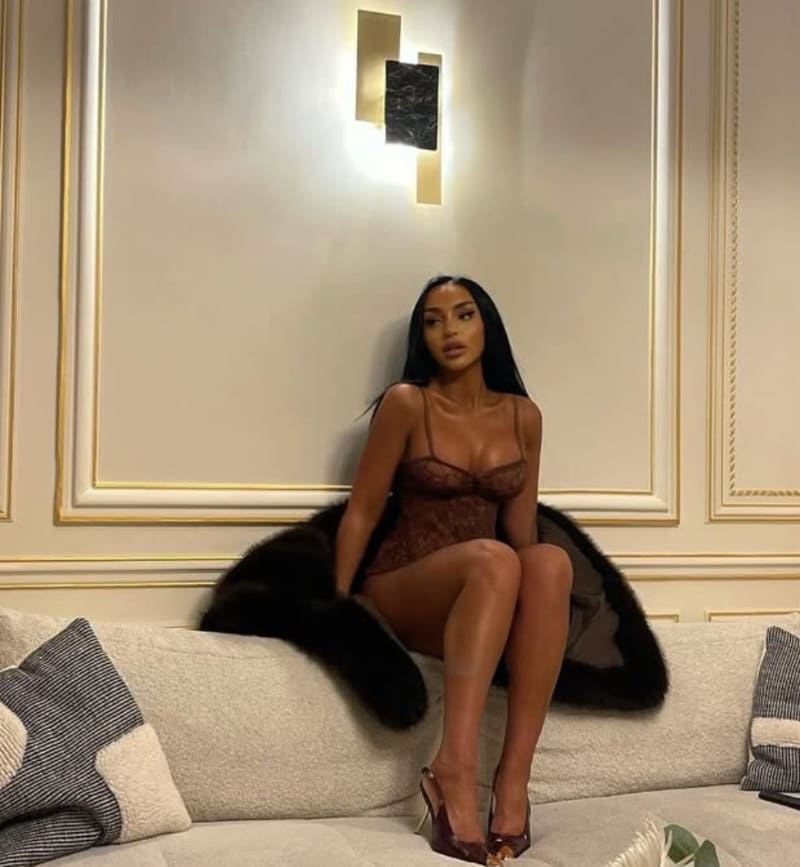 Sexy model in red dress