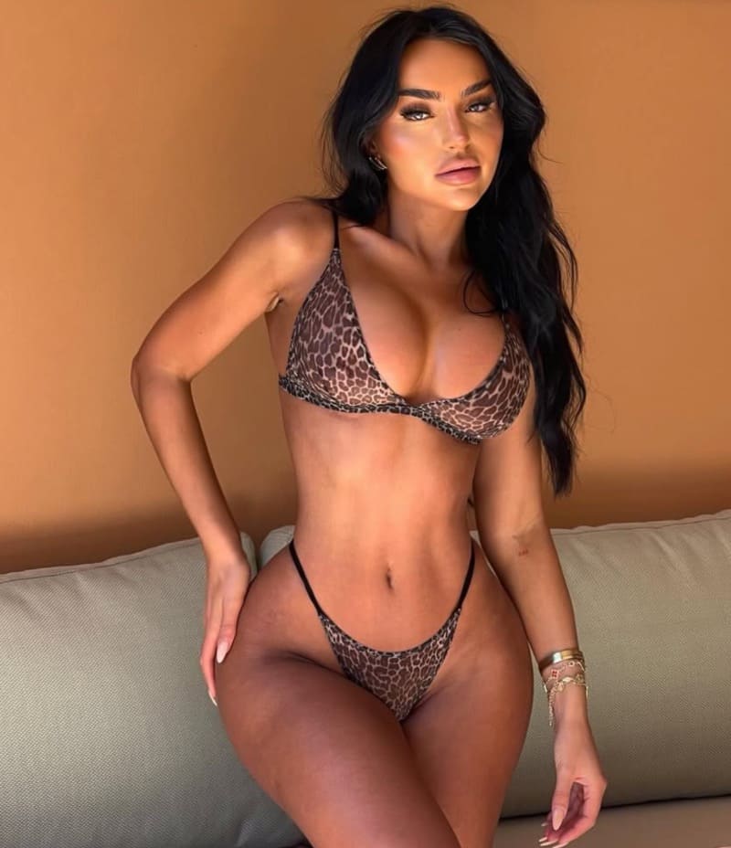 Babe in brown bikini