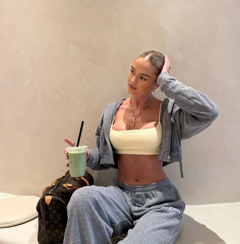 Sophie in white outfit