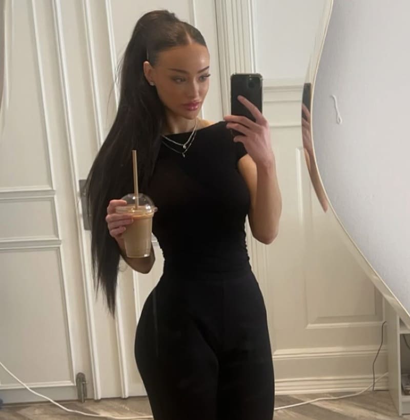 Sexy model in black dress 