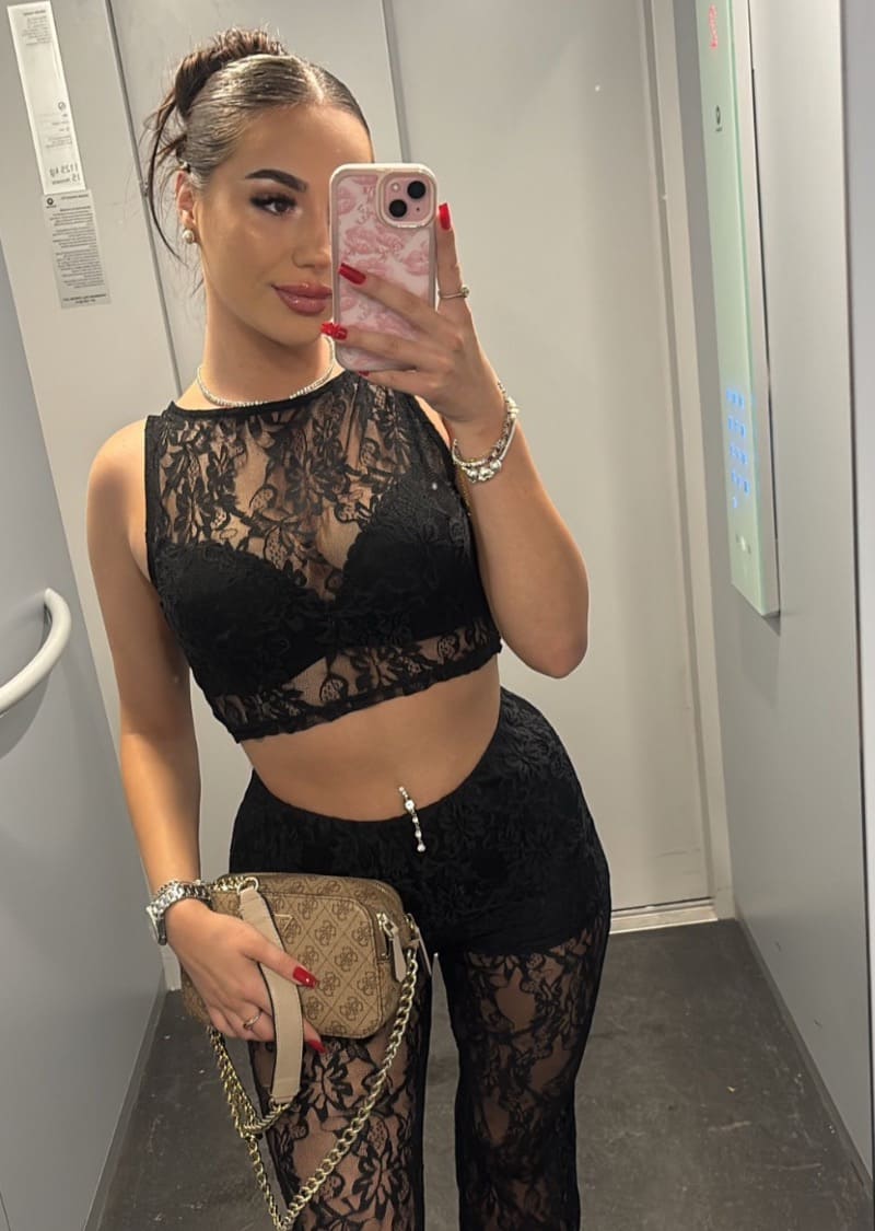 Sexy model in black outfit