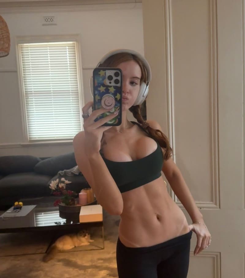 Sexy model in black tight outfit