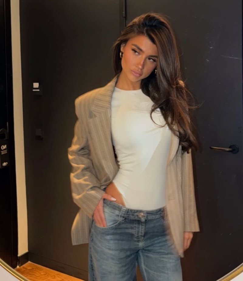 Hot woman in tight white top