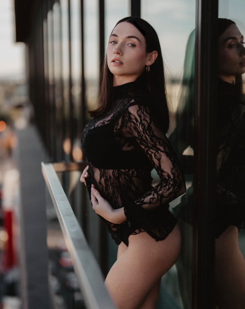 Sexy model in black lingerie