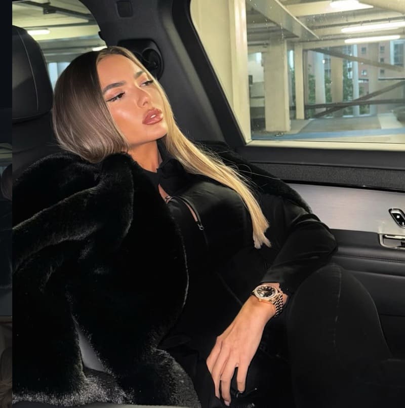 Hot blonde in sexy black jacket