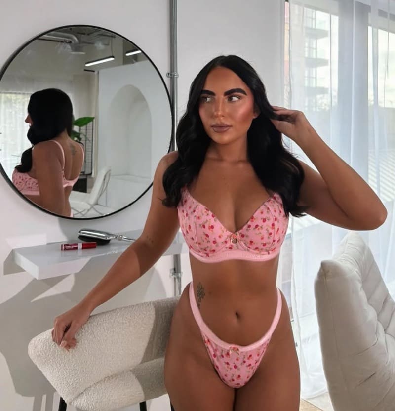 Ellana in pink lingerie