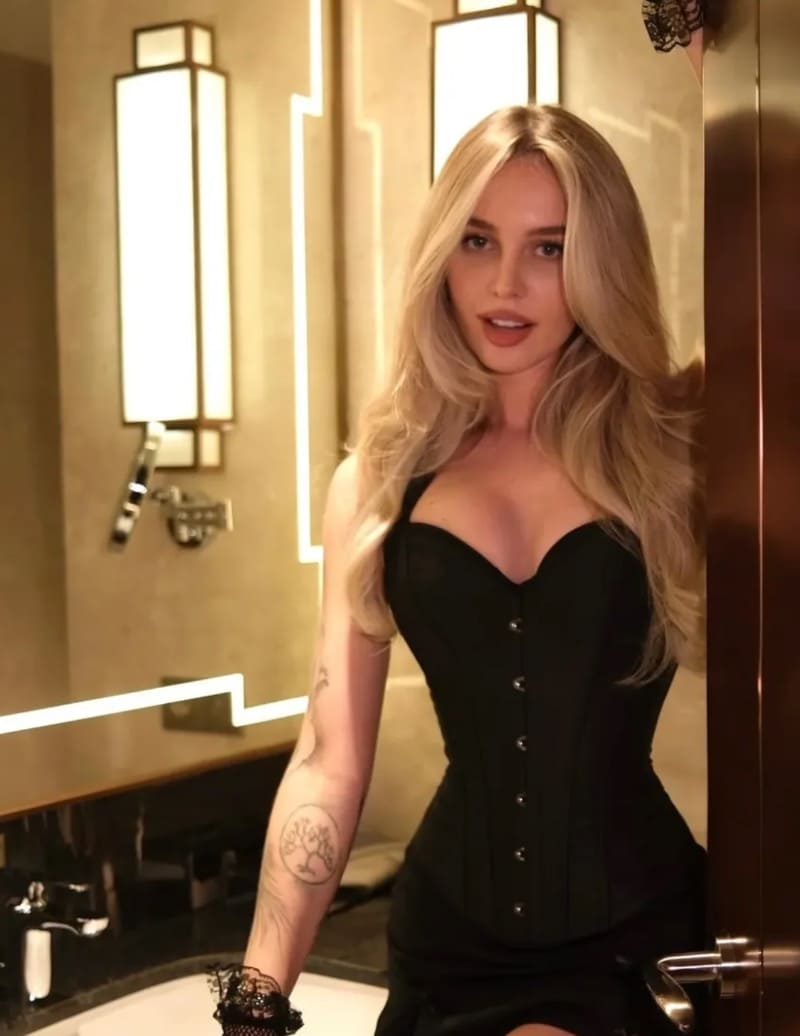 Sexy blonde in tight dress