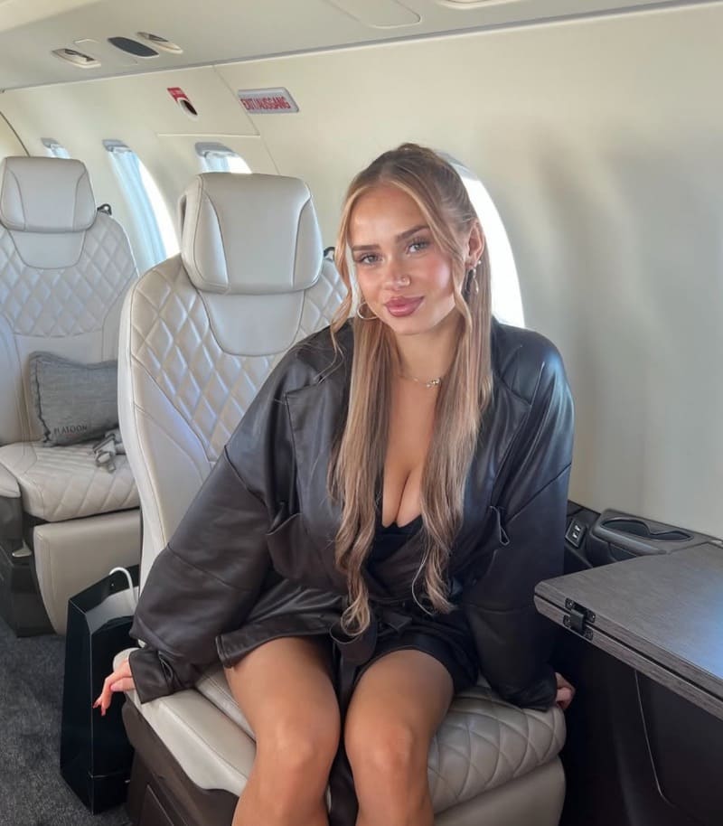 Sexy model on private plane