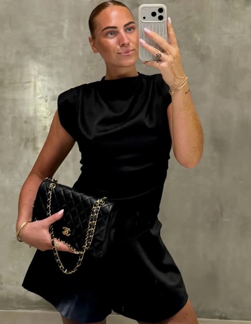 Sexy model in black dress