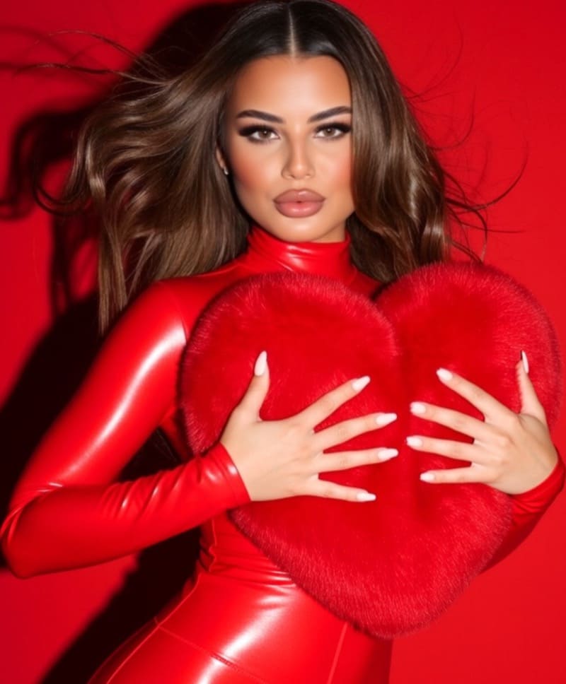 Christina in sexy red latex