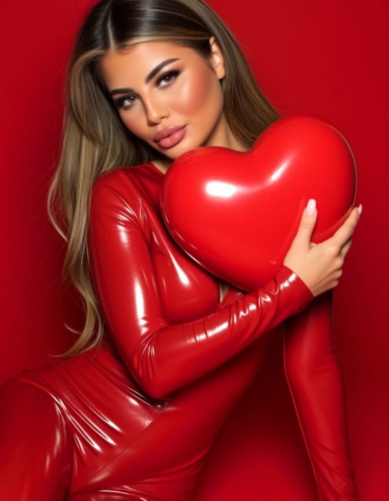 Christina holds red heart