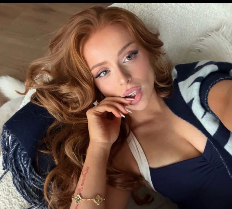 Sexy model in blue top