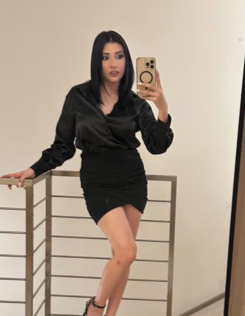 Sexy model in black outfit