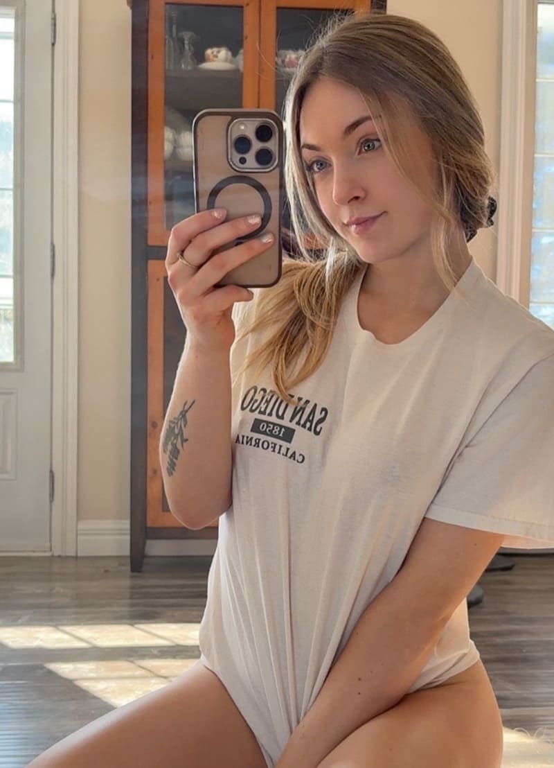 Sexy model in oversized tshirt