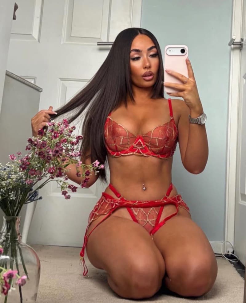 Sexy model in red lingerie