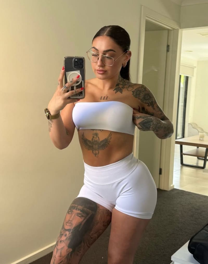 Hot model in white tight outfit