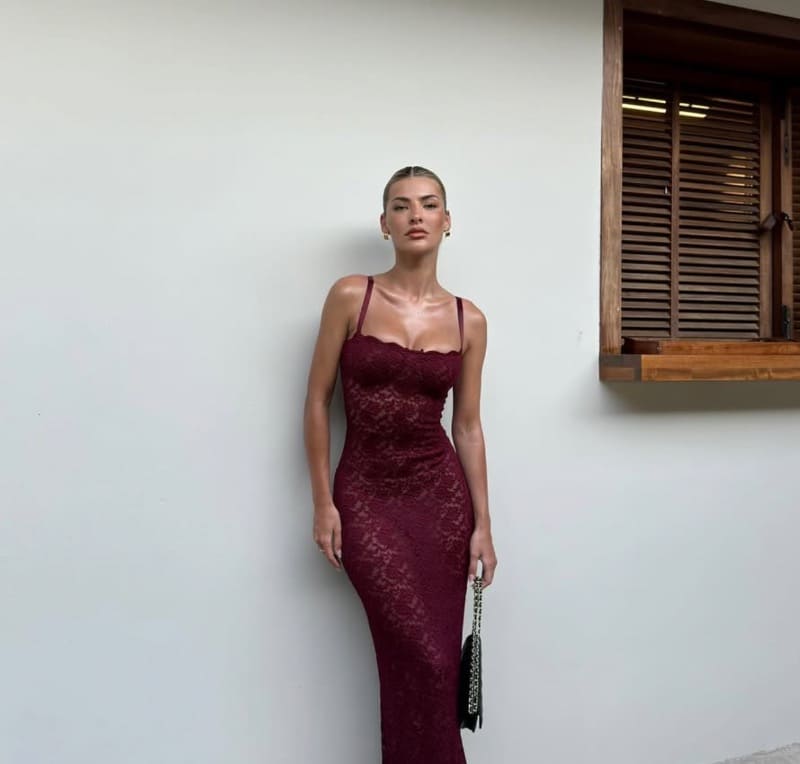 Hot woman in red dress