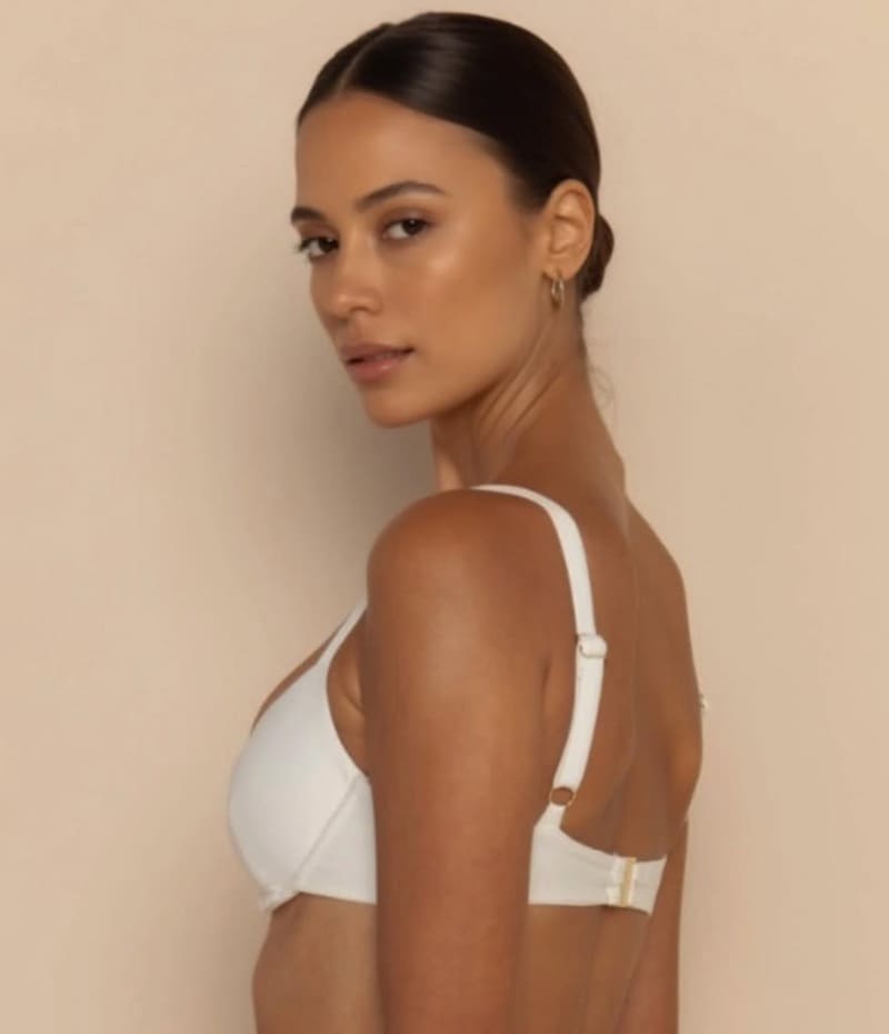 Hot brunette in white lingerie