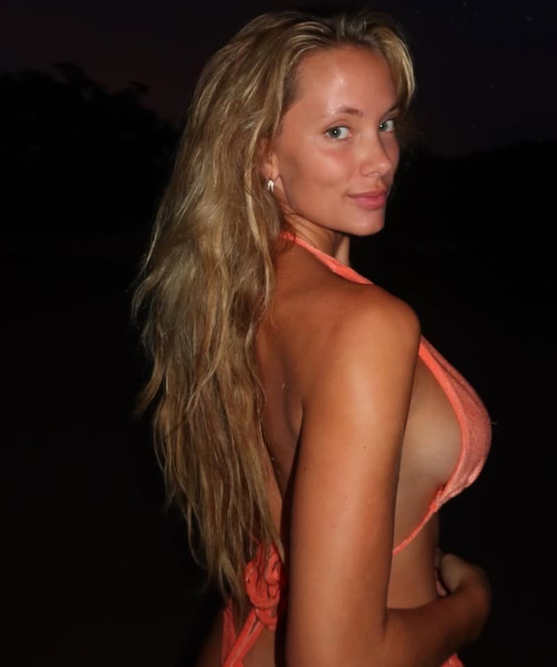 Hot model in orange outfit