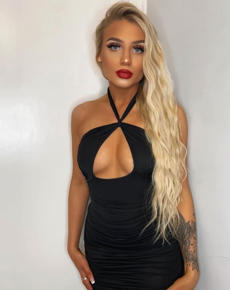 Paige in tight dress