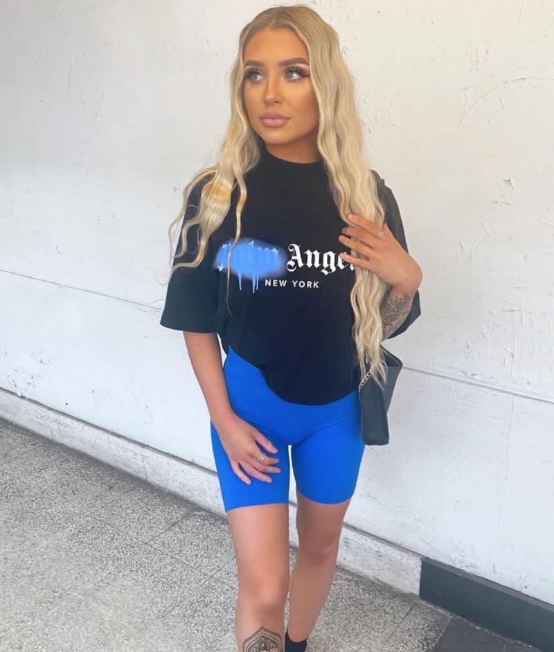 Paige in sexy blue sport outfit