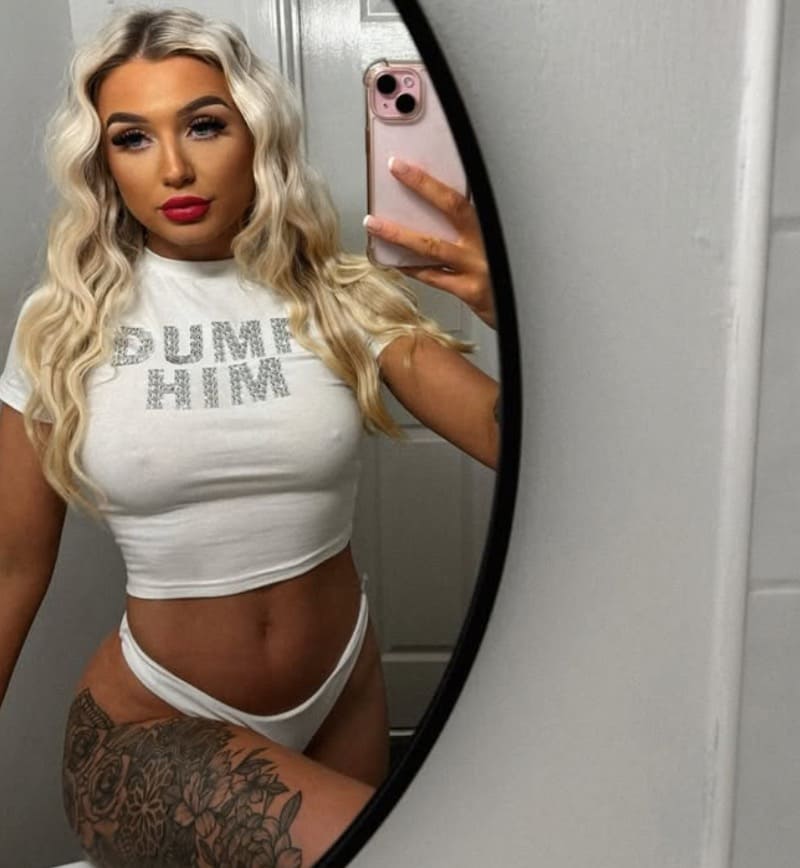 MILF in white top and white lingerie