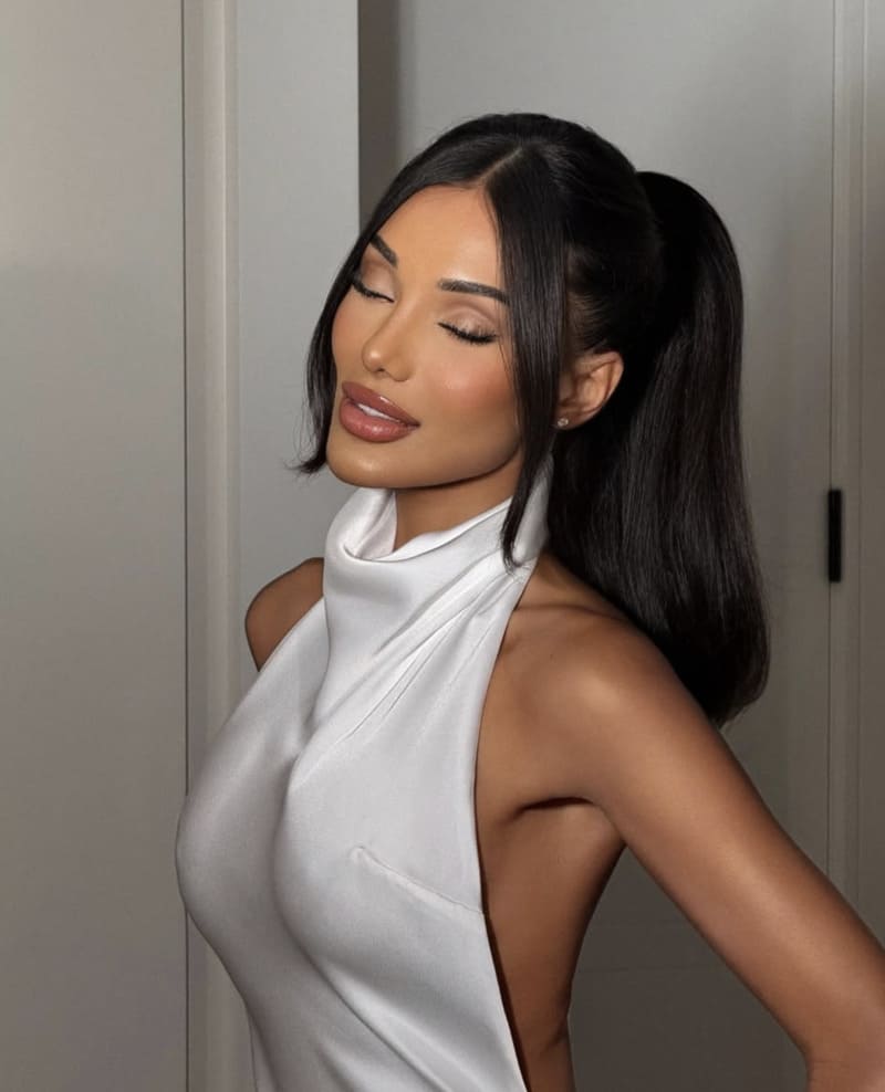 Sexy babe in white outfit