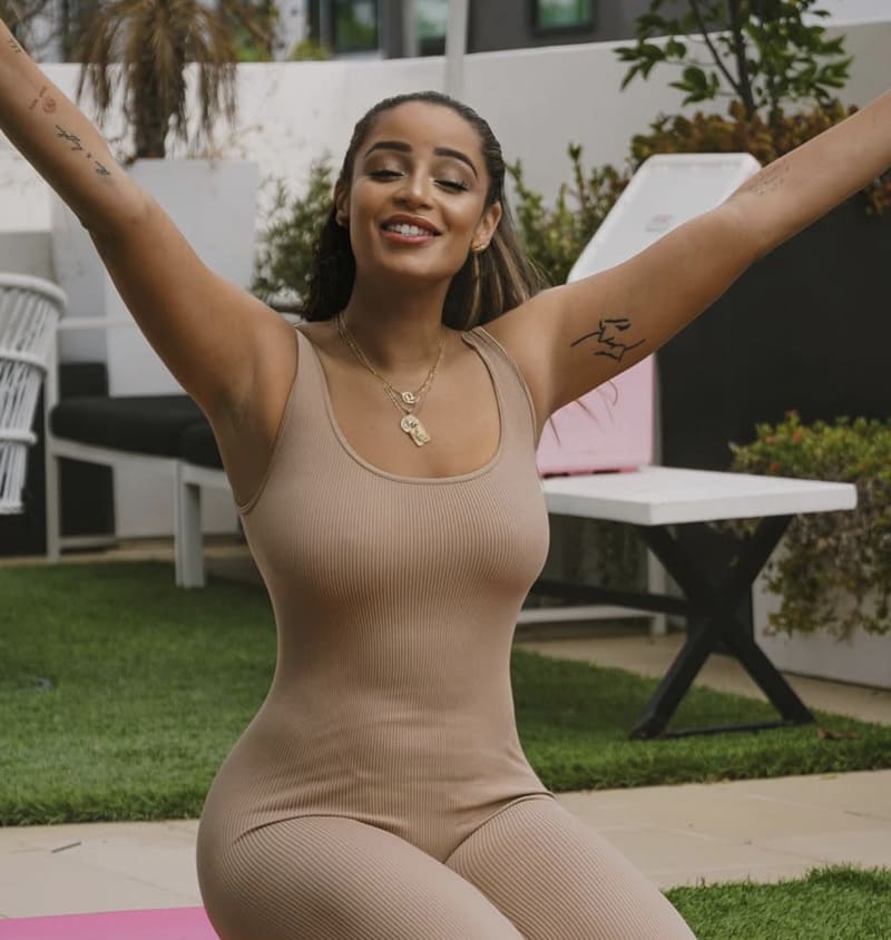 Sexy model in tight outfit