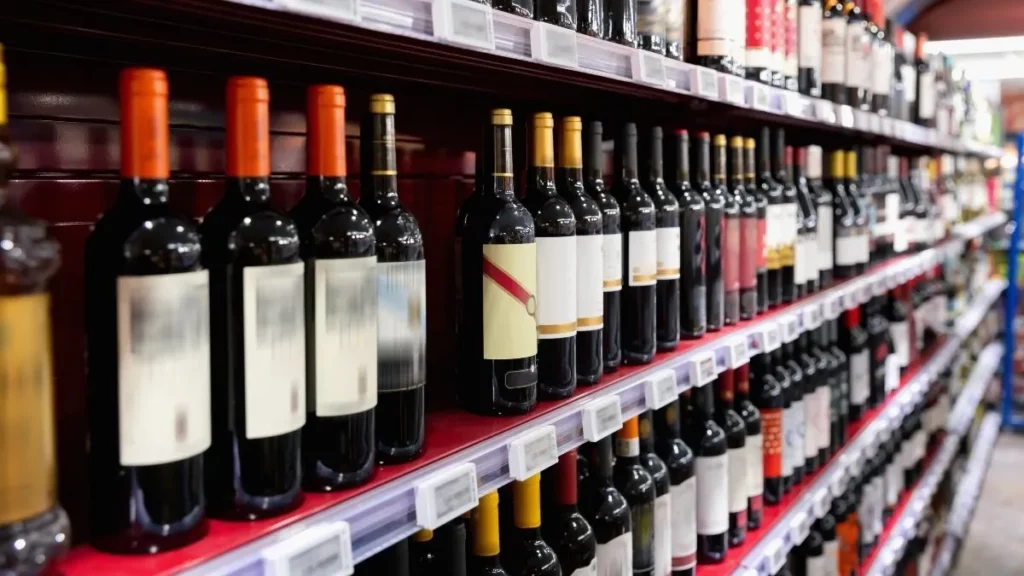 Sección de vinos de Mercadona.