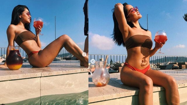 Becky G en ela playa.