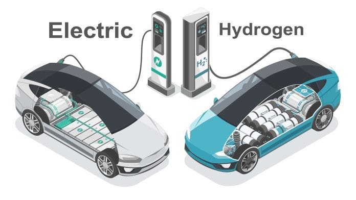 Carga coches hidrógeno y coches eléctricos.