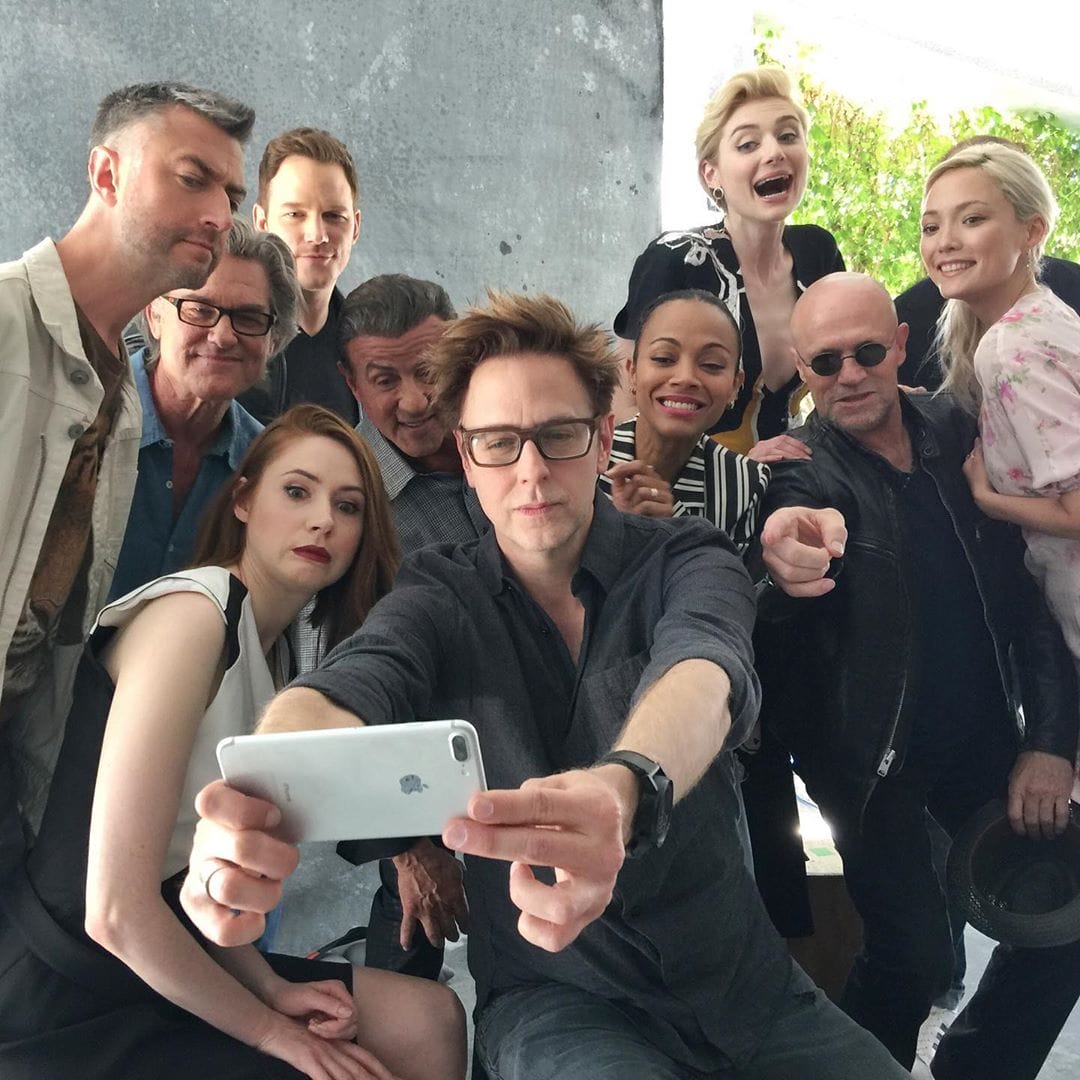 jamess gun met de cast van guardians of the galaxy