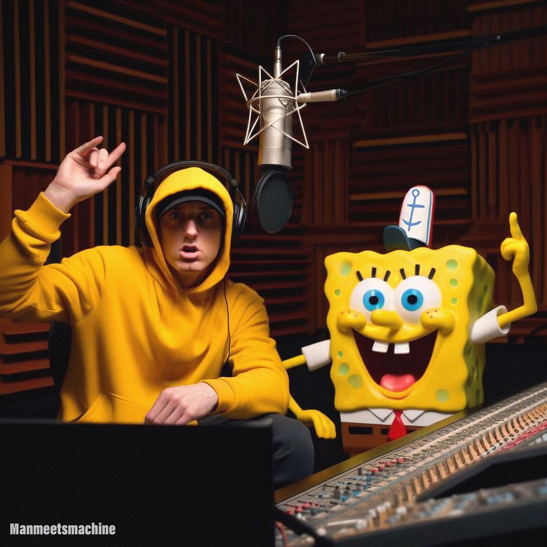 foto door ManMeetsMachine van Eminem en Spongebob