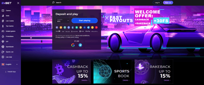 0x.bet Casino Website