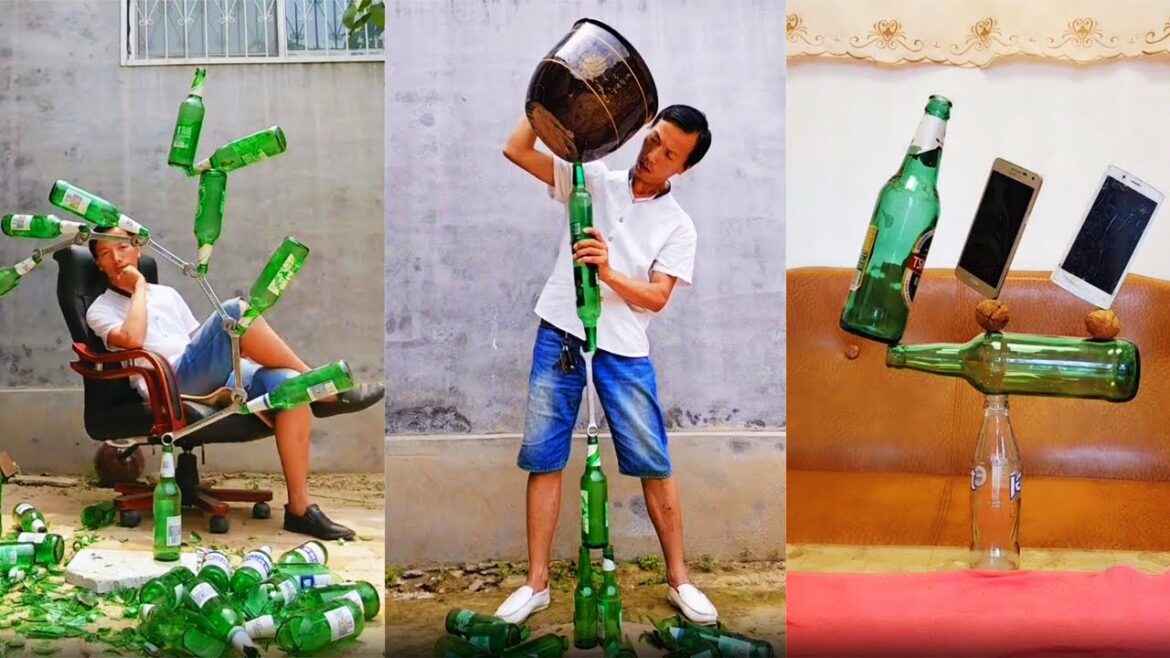 Wang Yekun met zijn creaties