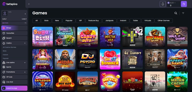Betspino casino games