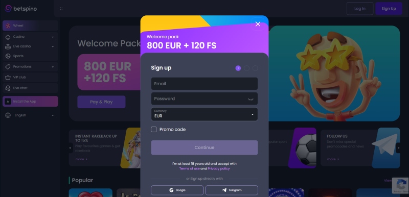 Betspino registration