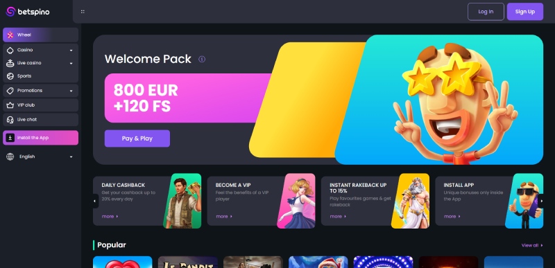 Betspino review: €800 welkomstbonus en 120 gratis spins