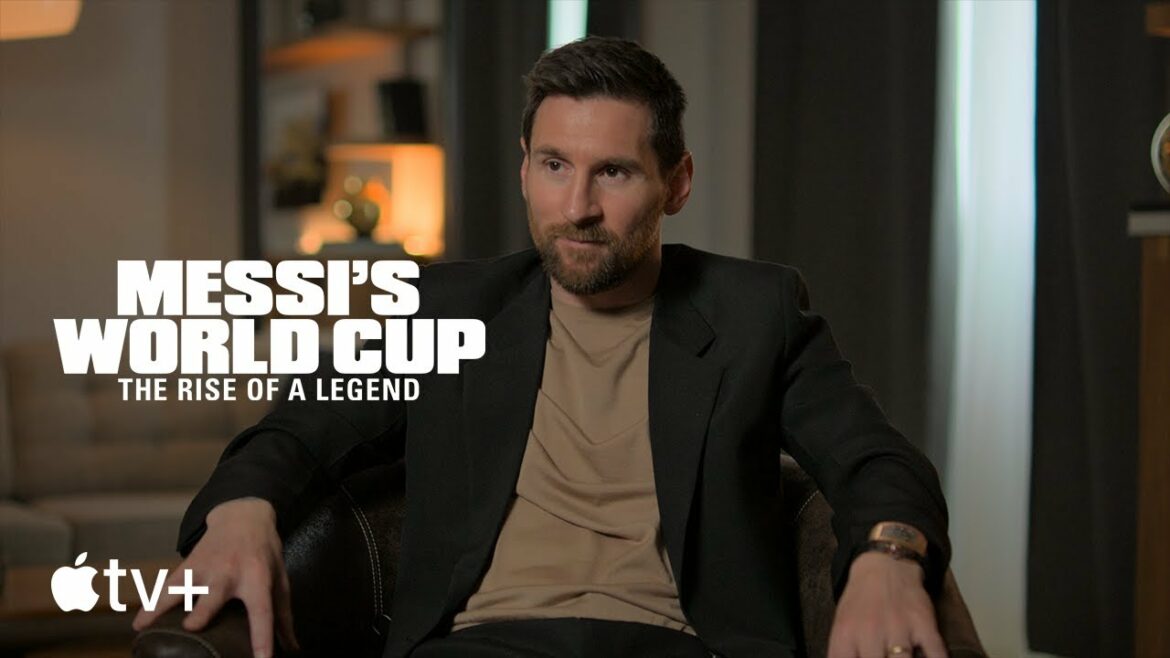 Lionel Messi in zijn documentaire zit op stoel