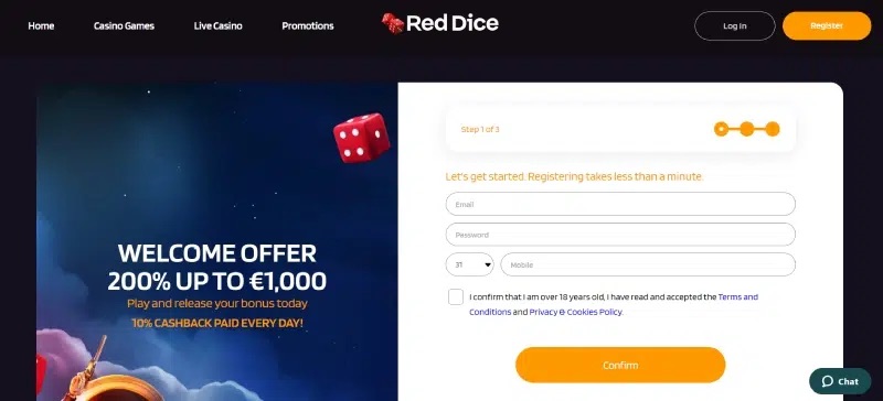 Red Dice Casino Recensie Registratie