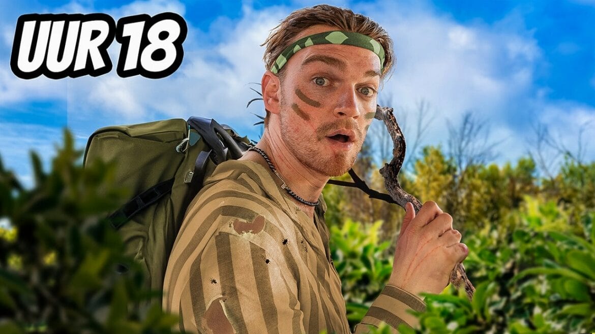 Stefan de Vries aan het survivallen in het wild