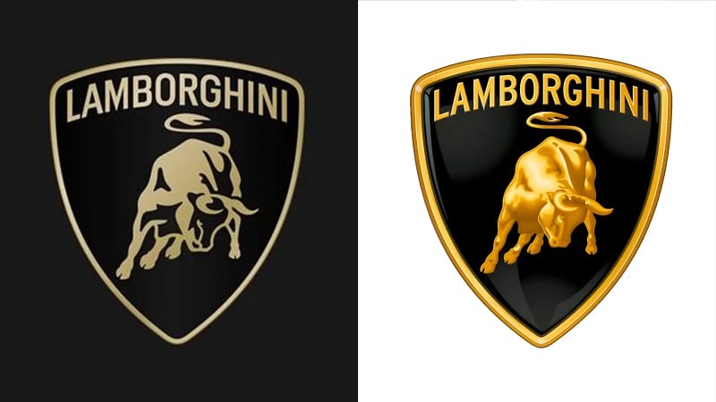 Nieuw en oud logo van Lamborghini