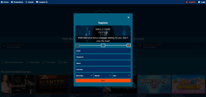 BOF Casino maak een account
