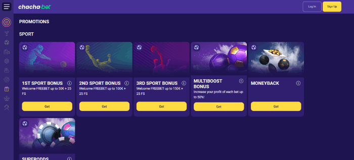 bonussen bij Chachabet online casino