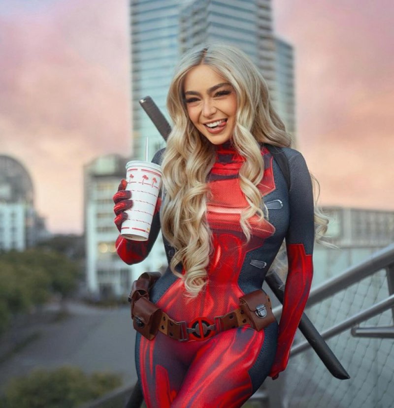Caitlin in spider outfit 
