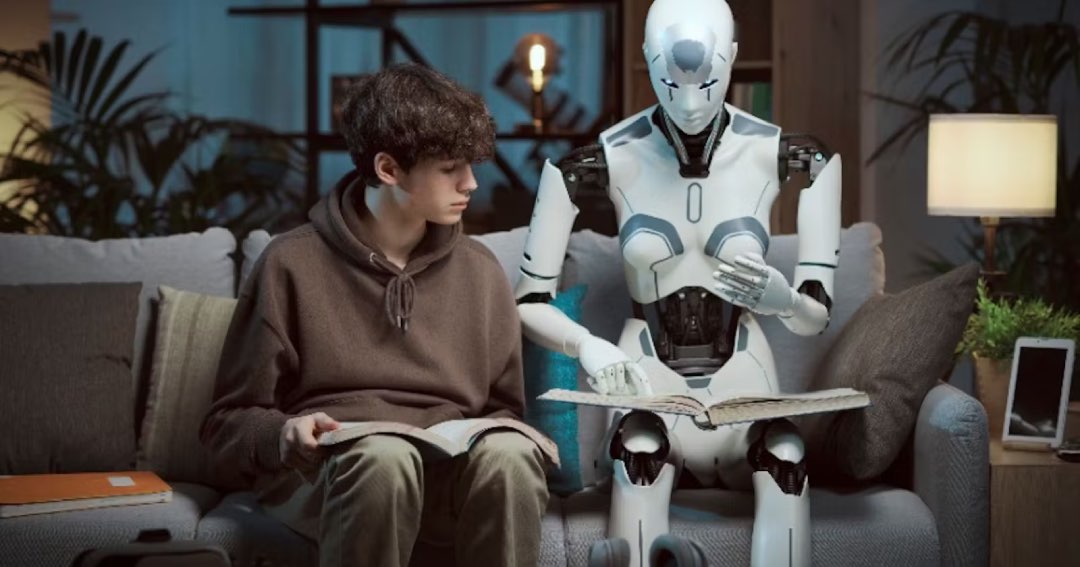 Kind gebruikt Ai robot