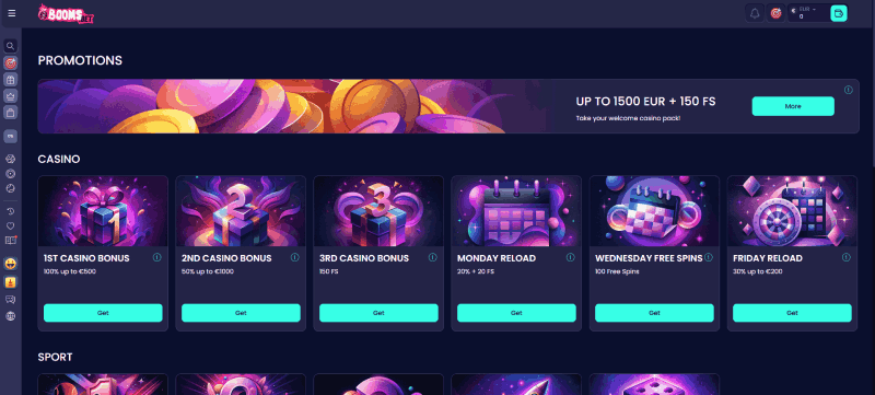 Bonussen bij Booms.bet Casino